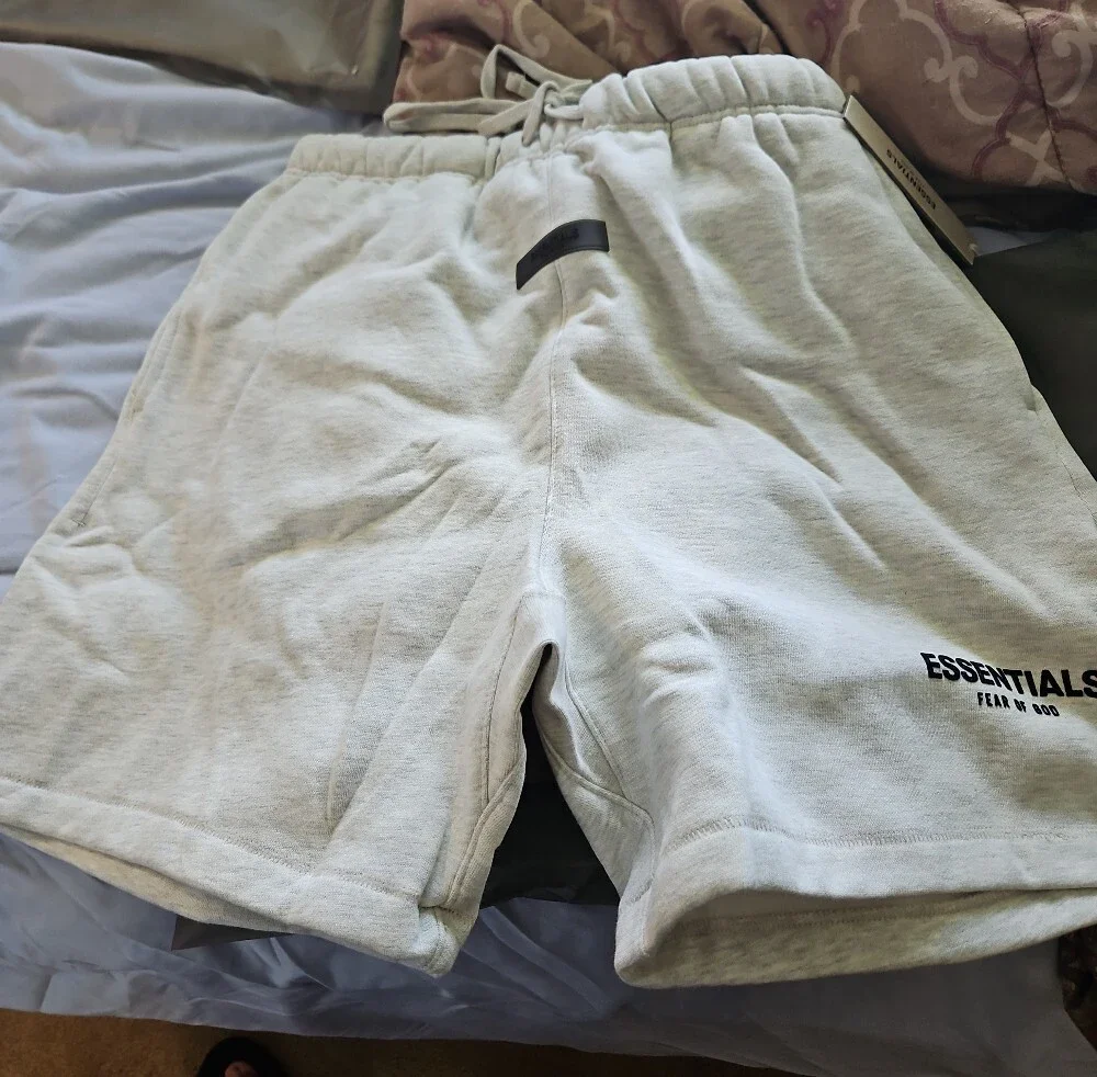 NWT Fear of God Essentials Light Oat Logo Athletic Shorts